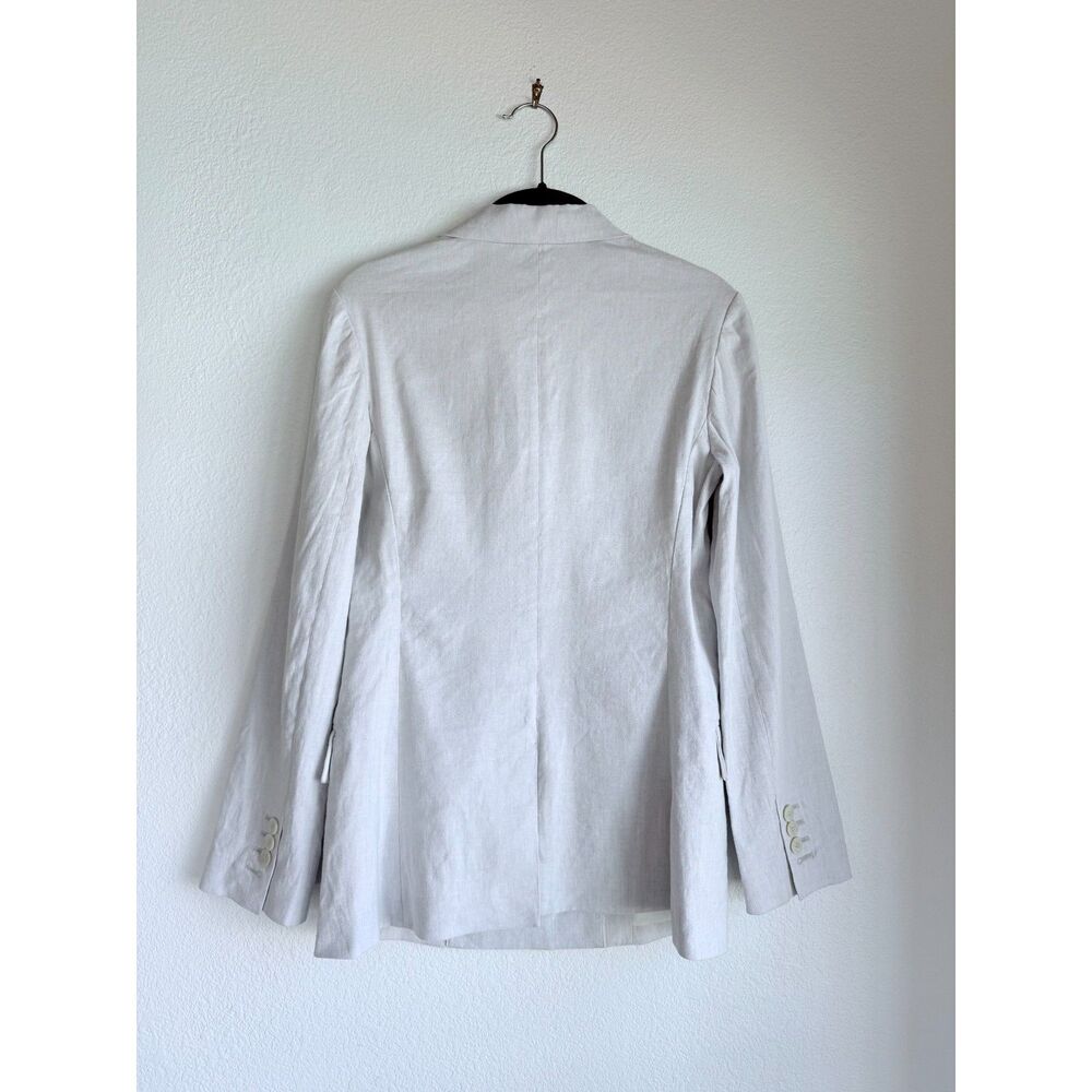 NWT Theory Women's Fitted Sharkskin Crunch Double-Breasted Jacket in Pearl Sz 0 - Picture 7 of 16